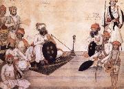 unknow artist Thakur Daulat Singh,His Minister,His Nephew and Others in a Council Spain oil painting artist